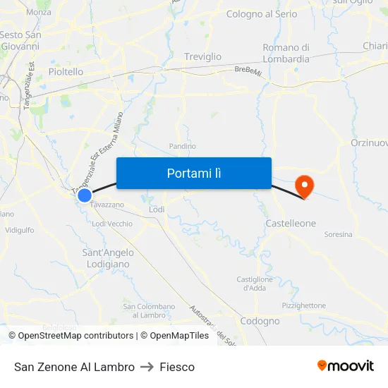 San Zenone Al Lambro to Fiesco map