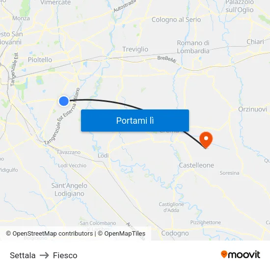 Settala to Fiesco map