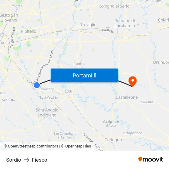 Sordio to Fiesco map