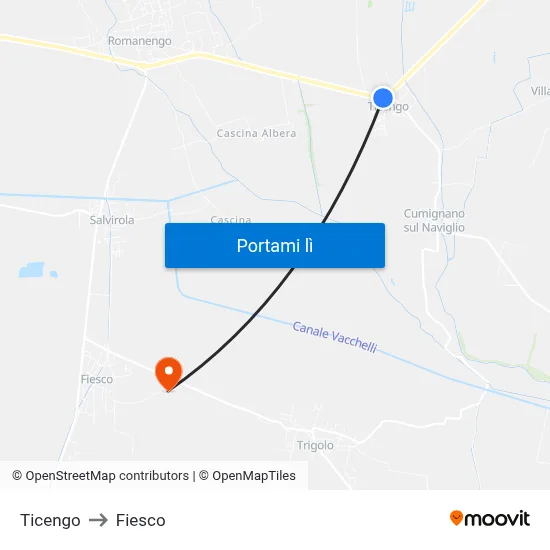 Ticengo to Fiesco map