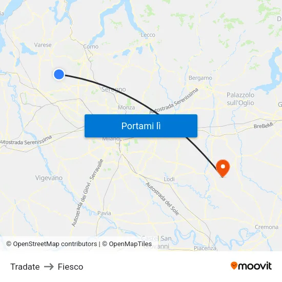 Tradate to Fiesco map
