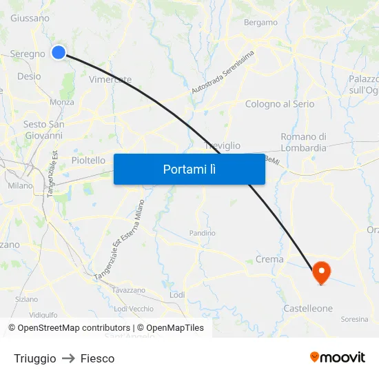 Triuggio to Fiesco map