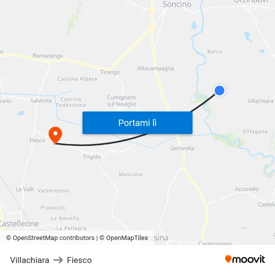 Villachiara to Fiesco map