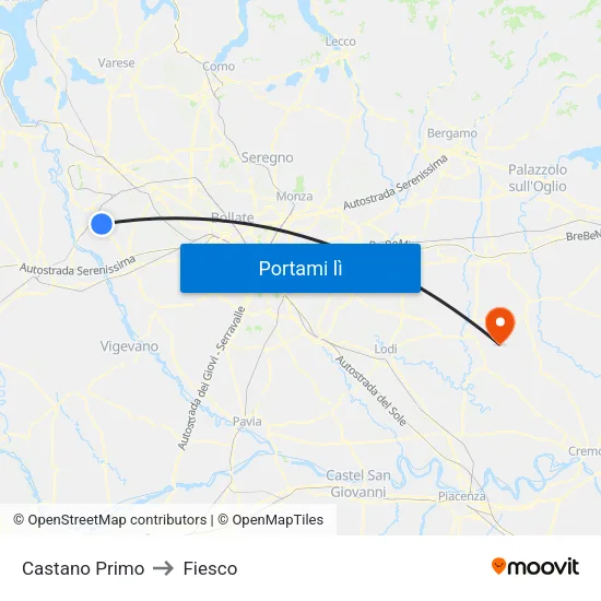 Castano Primo to Fiesco map
