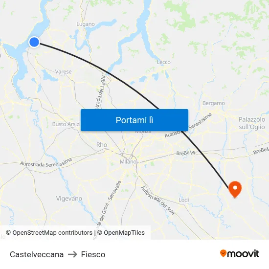 Castelveccana to Fiesco map