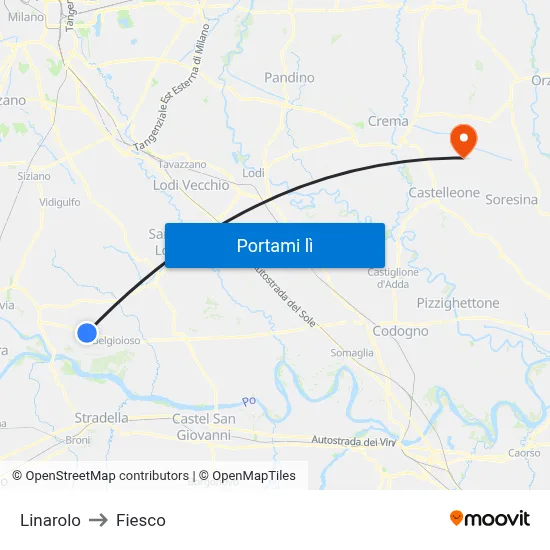 Linarolo to Fiesco map
