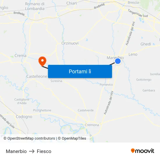 Manerbio to Fiesco map