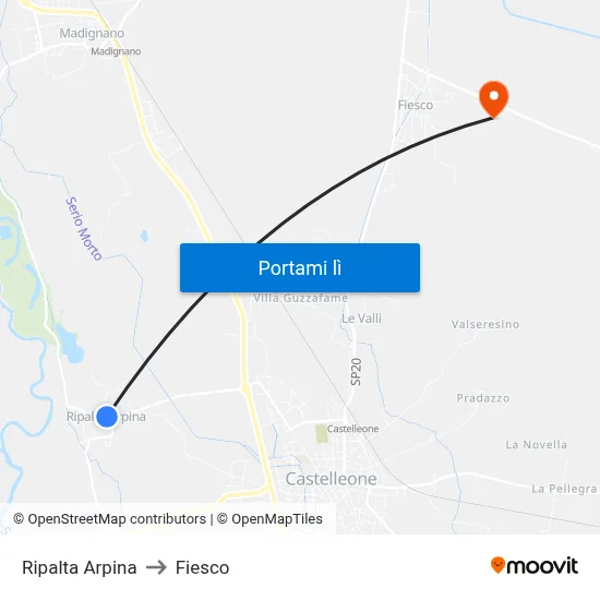 Ripalta Arpina to Fiesco map
