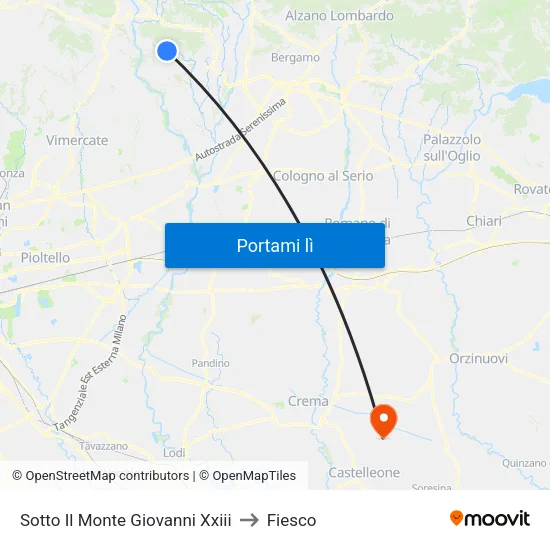 Sotto Il Monte Giovanni Xxiii to Fiesco map
