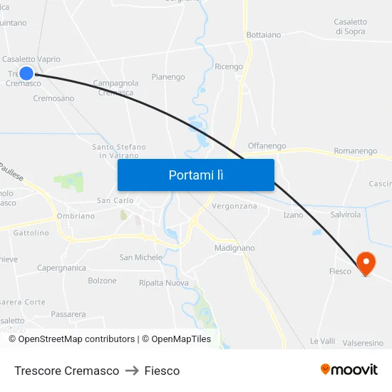 Trescore Cremasco to Fiesco map