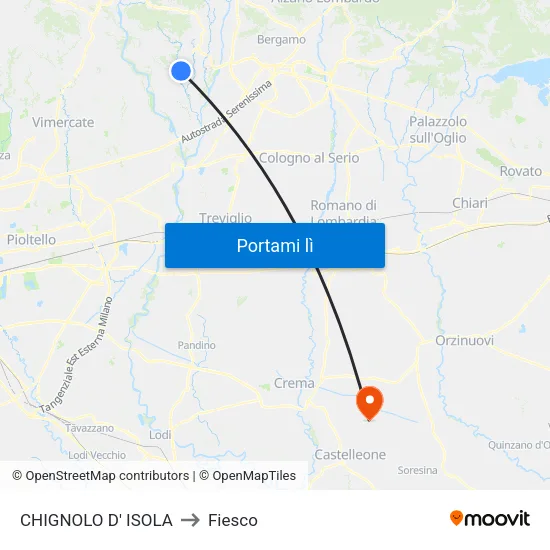 CHIGNOLO D' ISOLA to Fiesco map