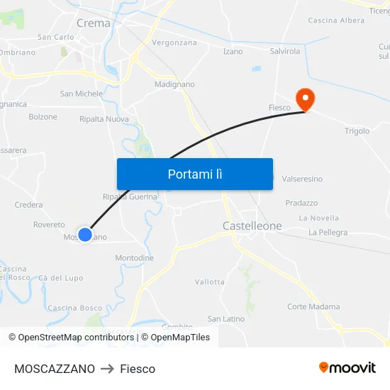 MOSCAZZANO to Fiesco map