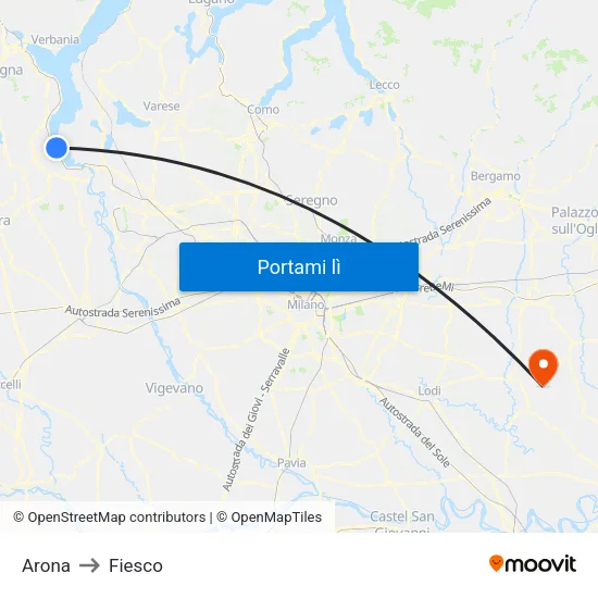 Arona to Fiesco map