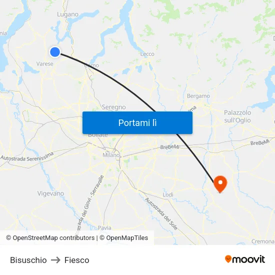 Bisuschio to Fiesco map
