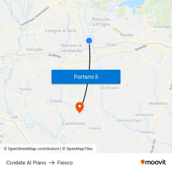 Cividate Al Piano to Fiesco map