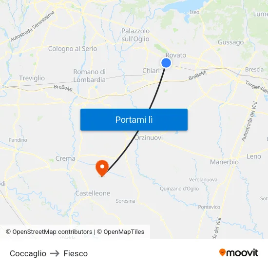 Coccaglio to Fiesco map