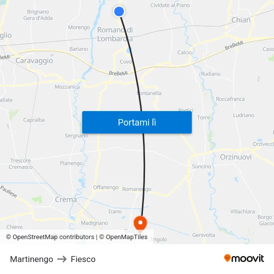 Martinengo to Fiesco map