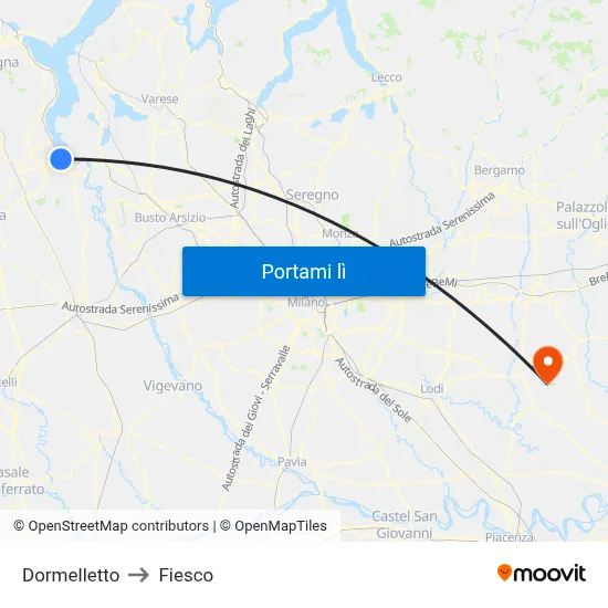 Dormelletto to Fiesco map
