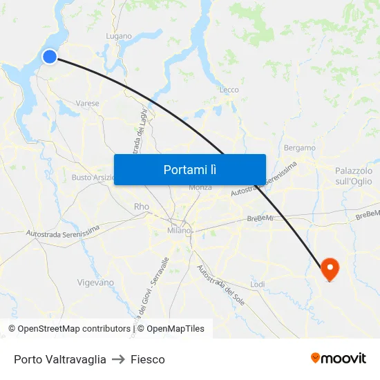 Porto Valtravaglia to Fiesco map
