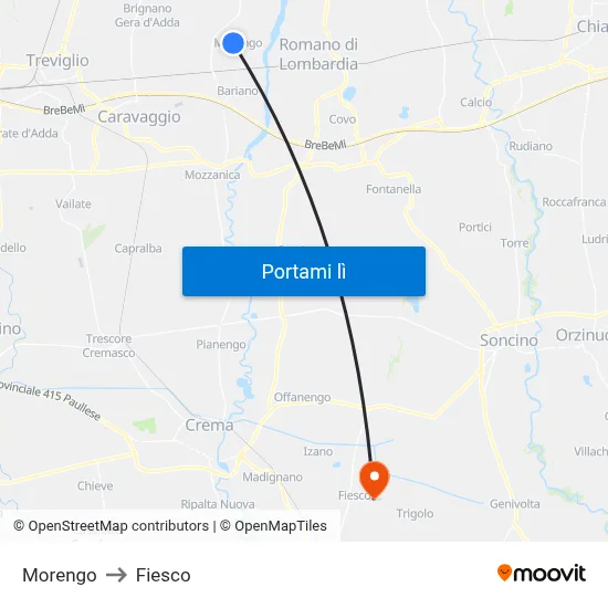 Morengo to Fiesco map