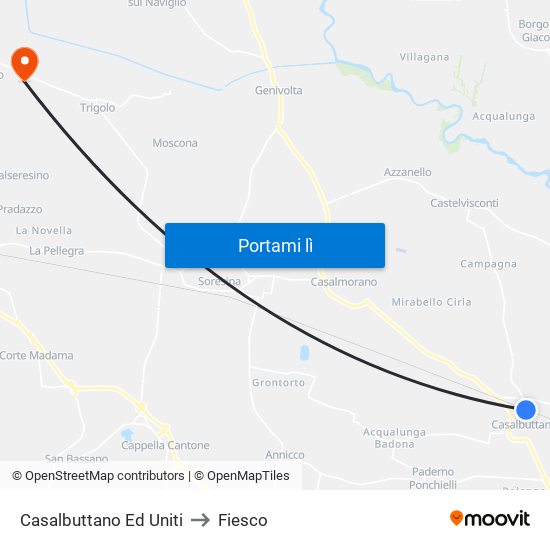 Casalbuttano Ed Uniti to Fiesco map
