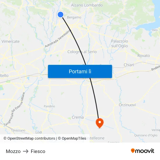 Mozzo to Fiesco map