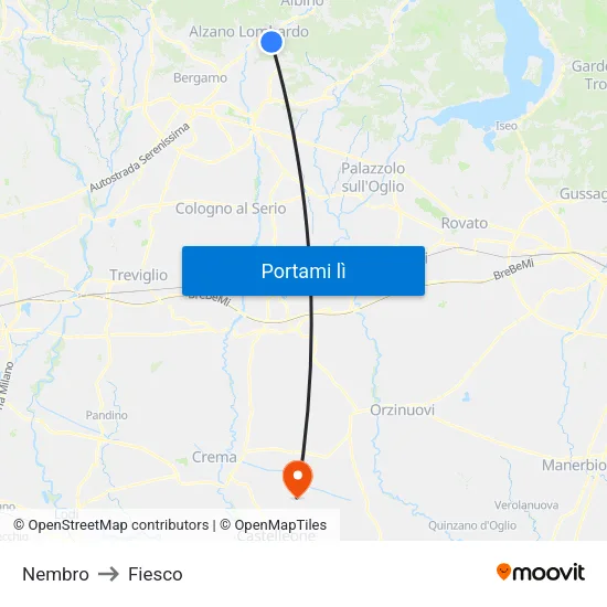 Nembro to Fiesco map
