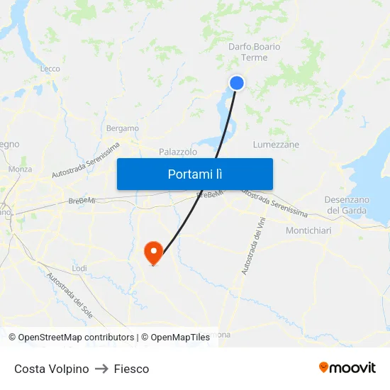Costa Volpino to Fiesco map