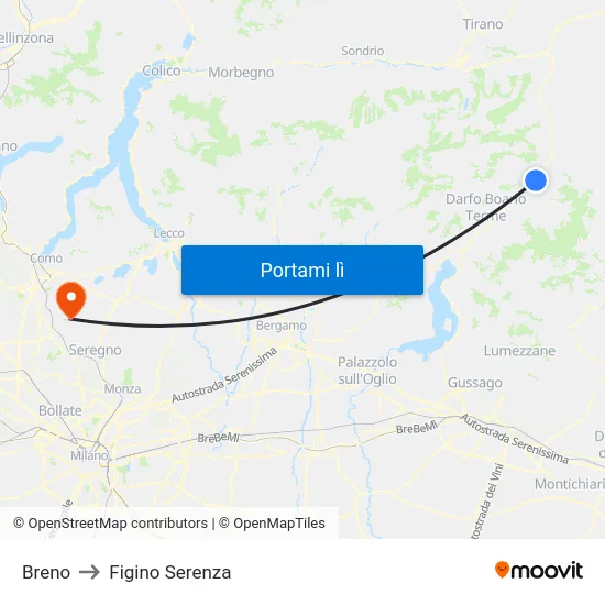 Breno to Figino Serenza map