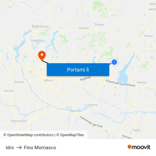 Idro to Fino Mornasco map