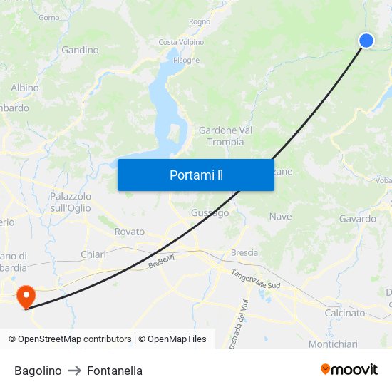 Bagolino to Fontanella map