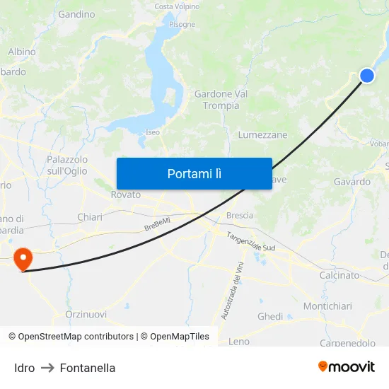 Idro to Fontanella map