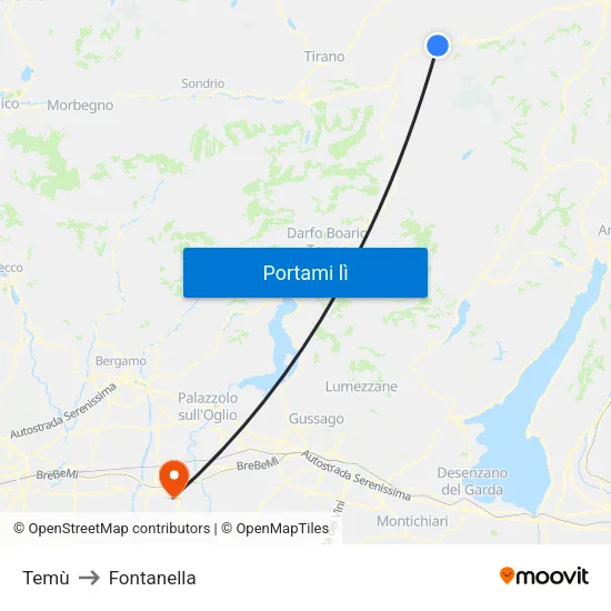 Temù to Fontanella map