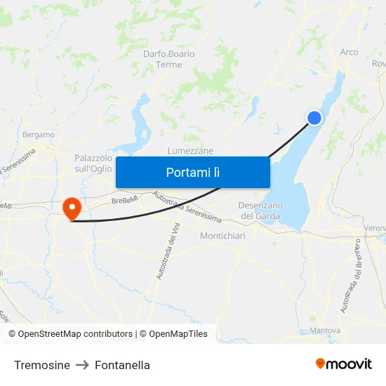 Tremosine to Fontanella map