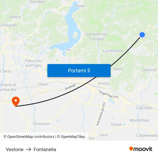 Vestone to Fontanella map
