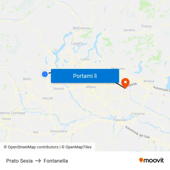 Prato Sesia to Fontanella map