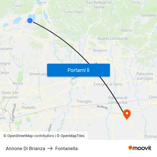 Annone Di Brianza to Fontanella map