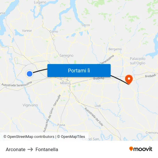 Arconate to Fontanella map