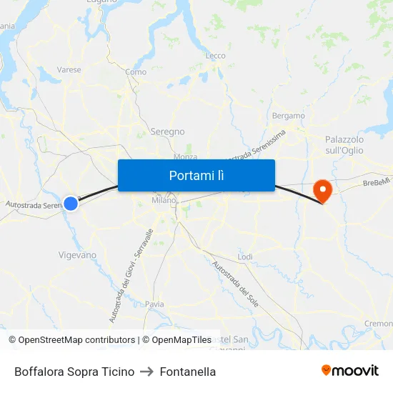 Boffalora Sopra Ticino to Fontanella map