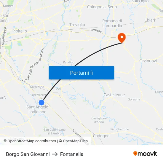 Borgo San Giovanni to Fontanella map
