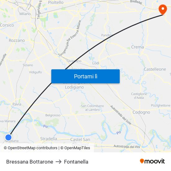 Bressana Bottarone to Fontanella map