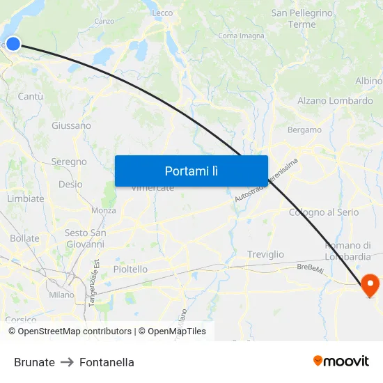 Brunate to Fontanella map