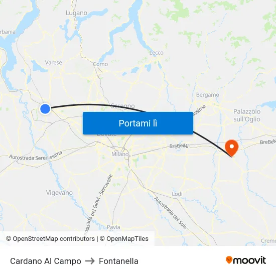 Cardano Al Campo to Fontanella map