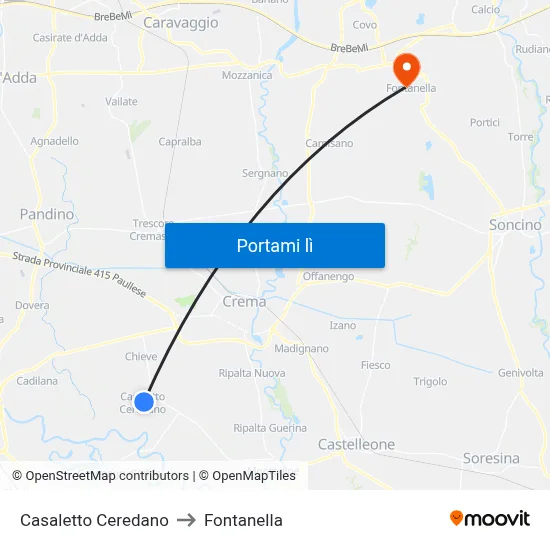 Casaletto Ceredano to Fontanella map