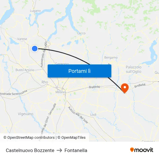 Castelnuovo Bozzente to Fontanella map
