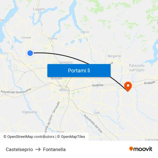 Castelseprio to Fontanella map