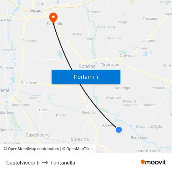 Castelvisconti to Fontanella map