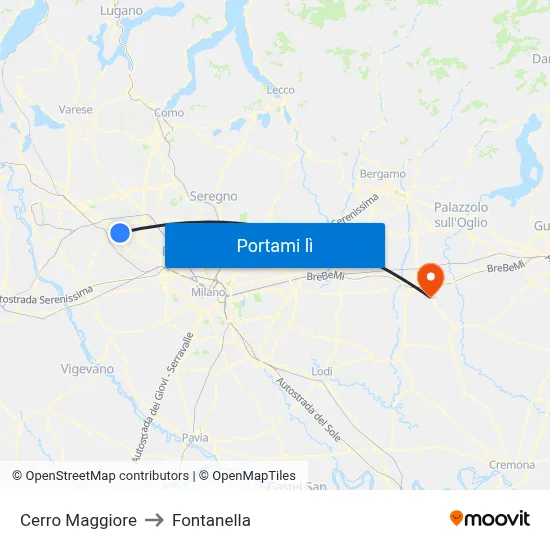 Cerro Maggiore to Fontanella map