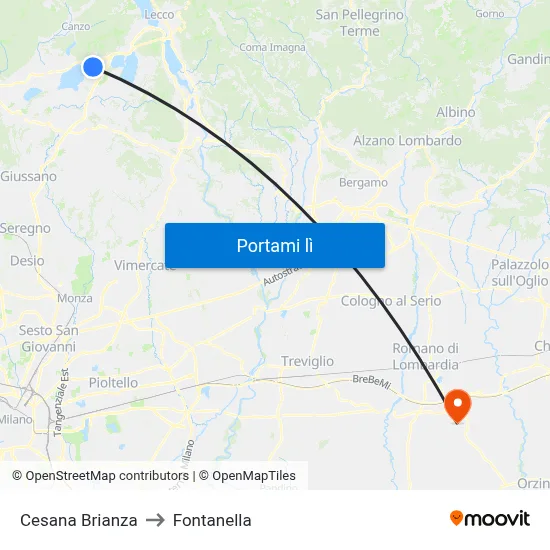 Cesana Brianza to Fontanella map