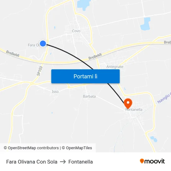 Fara Olivana Con Sola to Fontanella map